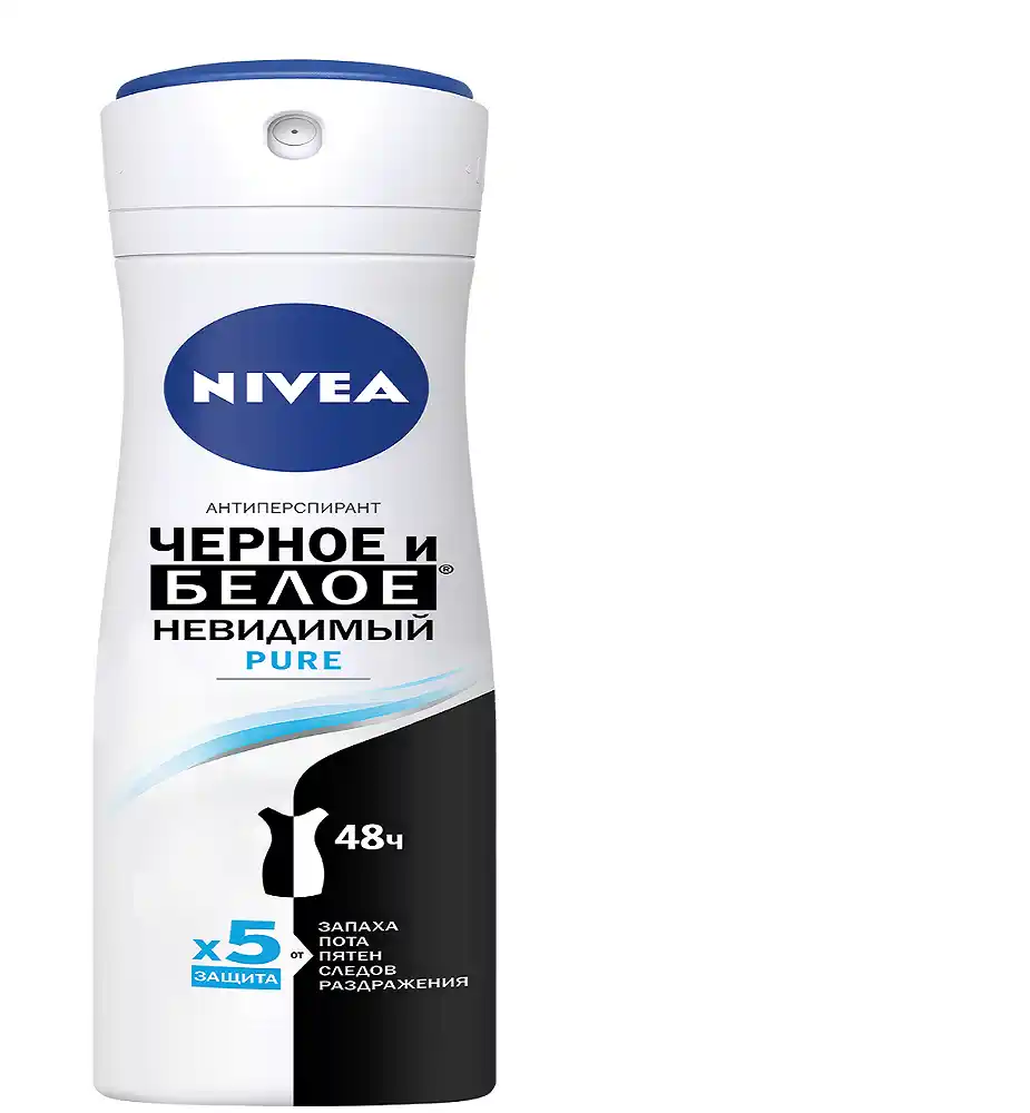 Антиперспирант 150 мл Nivea жен.Черное и Белое невидимый Pure защита 48ч. аэрозоль