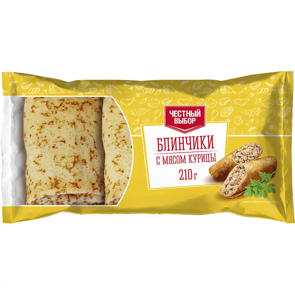 Блинчики 210 гр Честный выбор с мясом курицы м/уп