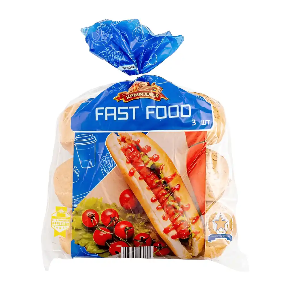 Булочка 240 г Крымхлеб Фаст-фуд 3шт п/эт