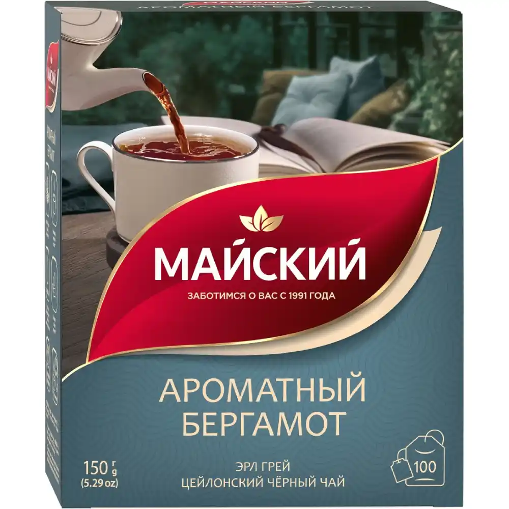 Чай (100 ф/п по 1.5 г) Майский Ароматный Бергамот черный к/уп