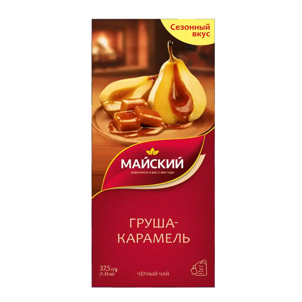 Чай (25 ф/п х 1,5 г) Майский Груша-карамель черный ароматн. к/уп
