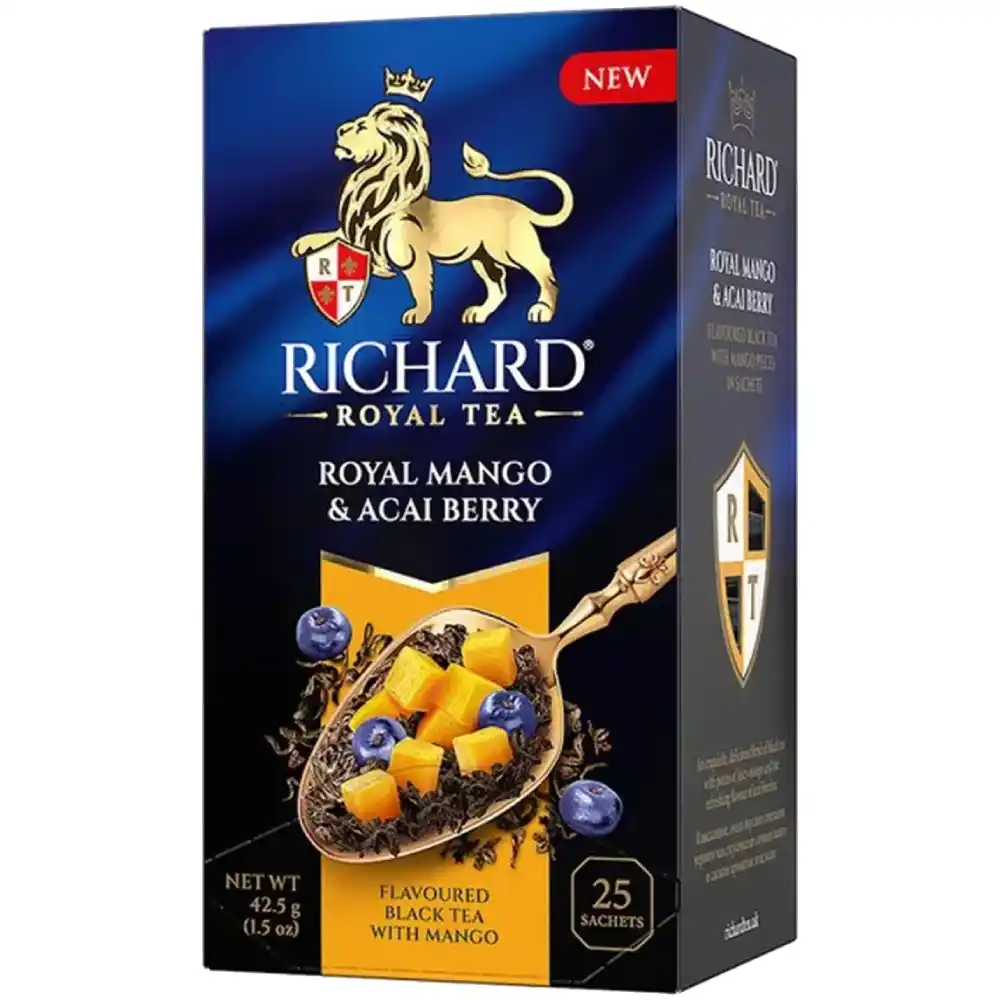 Чай (25ф/п по 1.5 г) Richard Royal Mango & Acai berry черный в сашетах к/уп