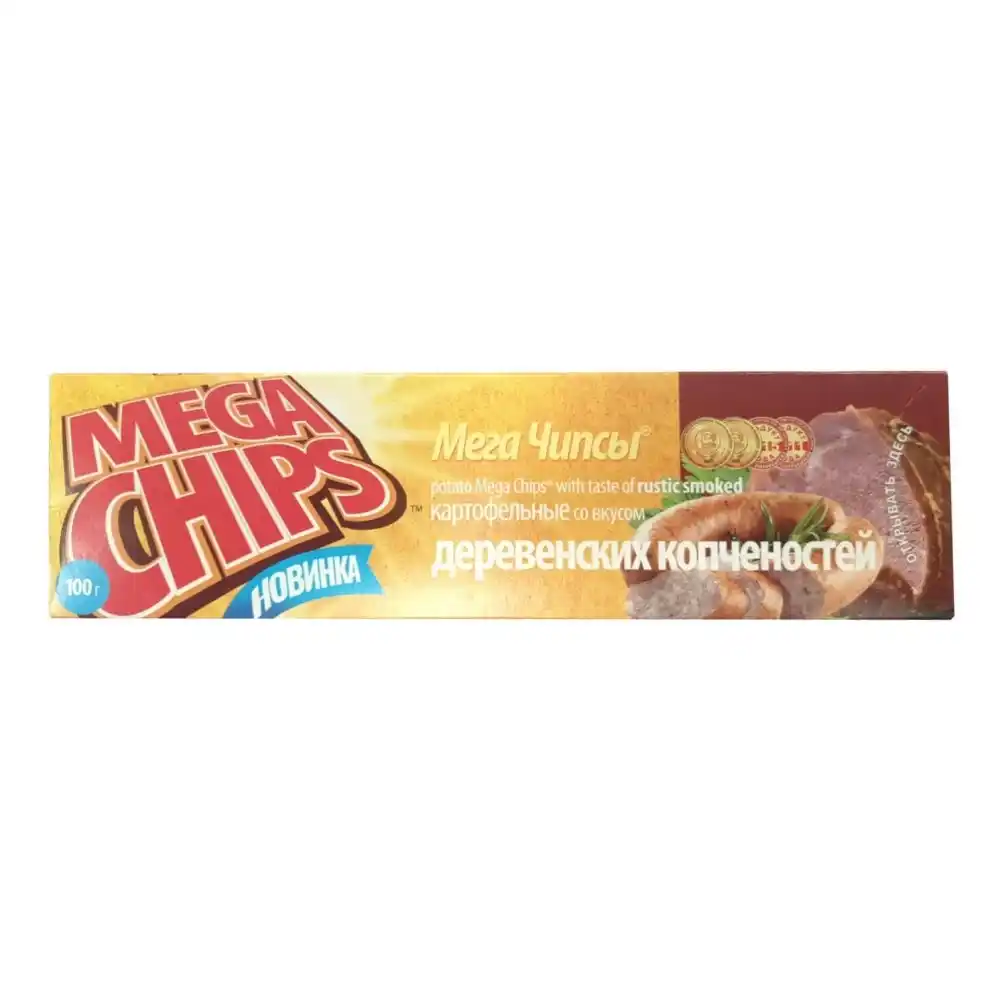 Чипсы 100гр Mega Chips Деревенские копчёности к/уп