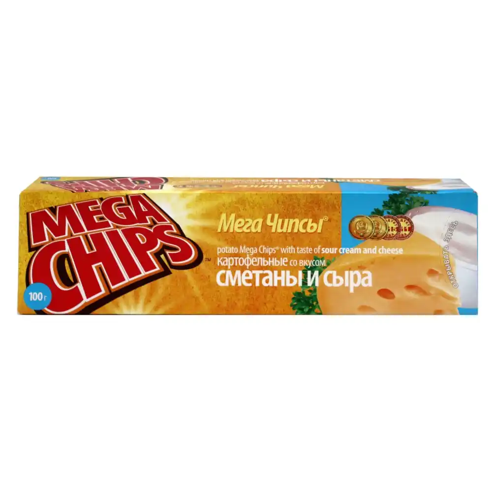 Чипсы 100гр Mega Chips Сметана/сыр к/уп