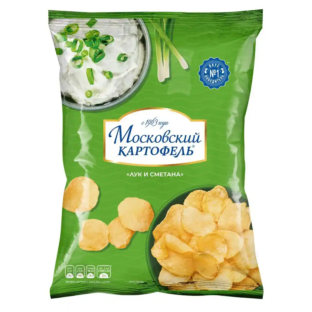 Чипсы 120 г Московский Картофель со вкусом лука и сметаны м/уп