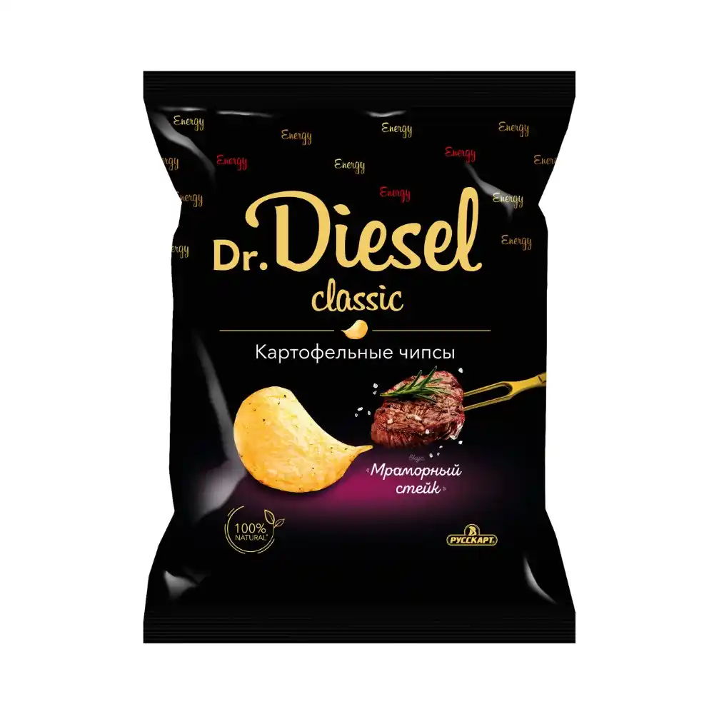 Чипсы 120гр Dr. Diesel со вкусом мраморный стейк м/уп