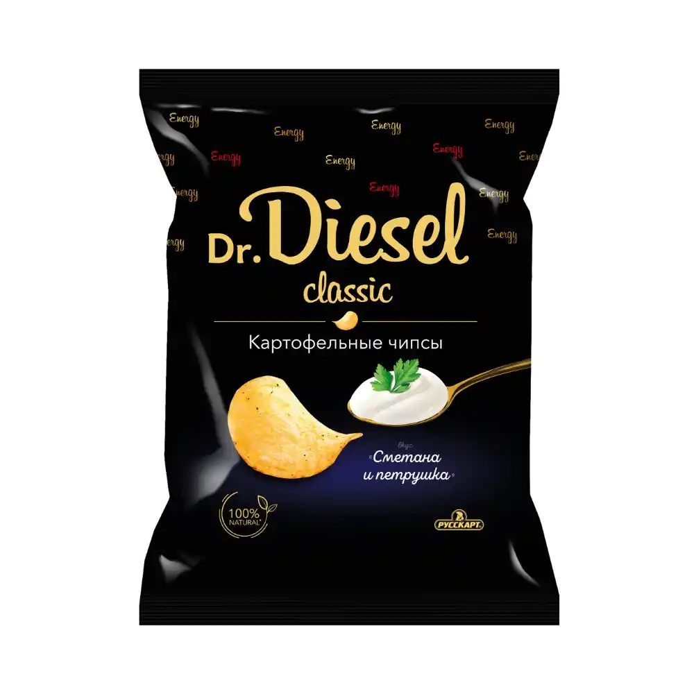 Чипсы 120гр Dr. Diesel со вкусом сметана и петрушка м/уп