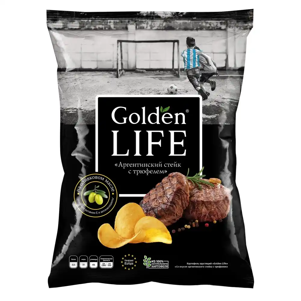 Чипсы 90г Golden Life со вкусом Аргентинского стейка с трюфелем м/уп