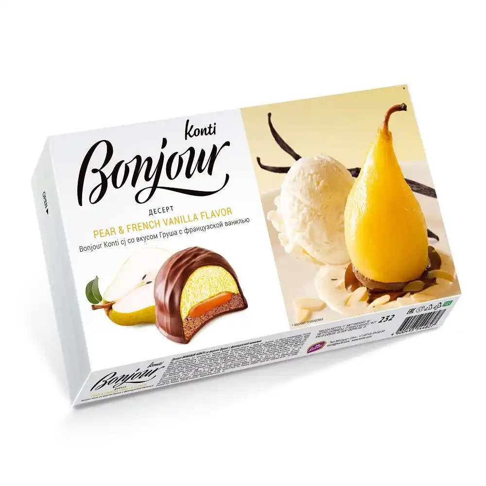 Десерт 232 гр Bonjour со вкусом груша с французской ванилью к/уп