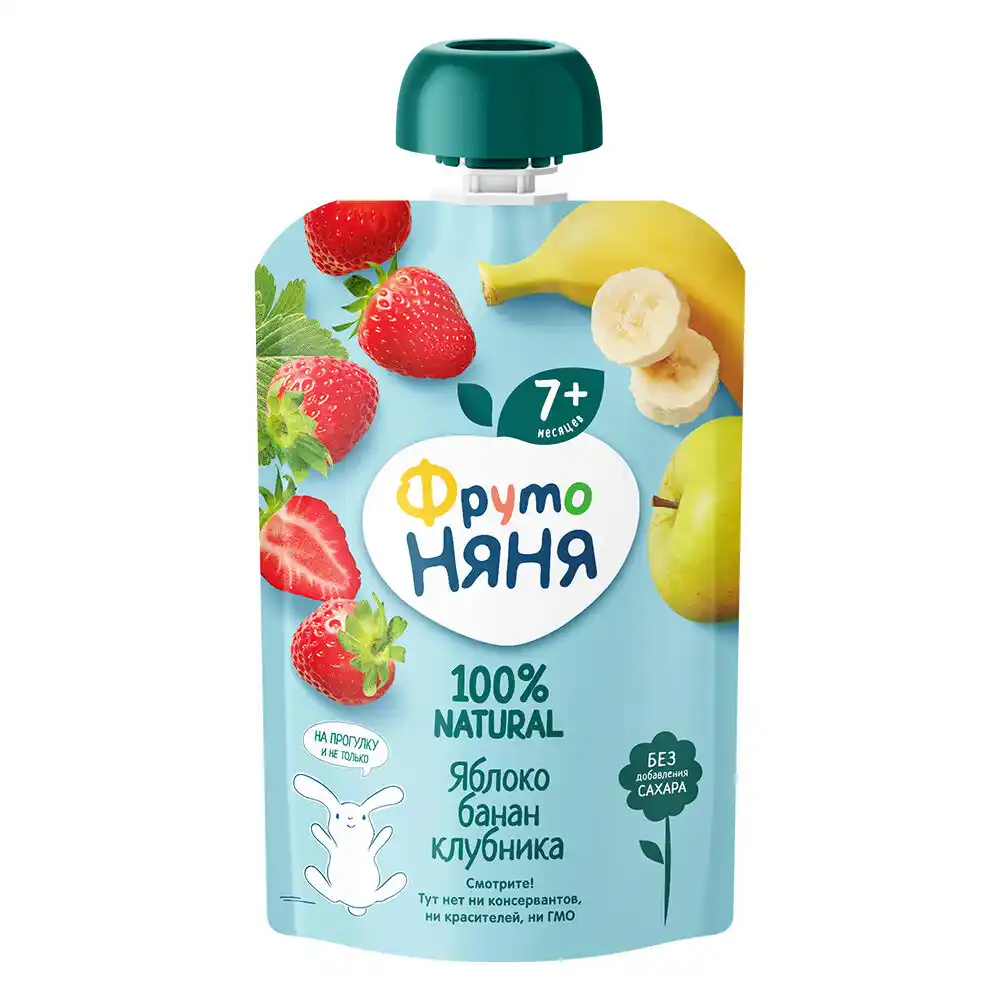 Десерт 90 г ФрутоНяня из яблоко, банан и клубника дой-пак