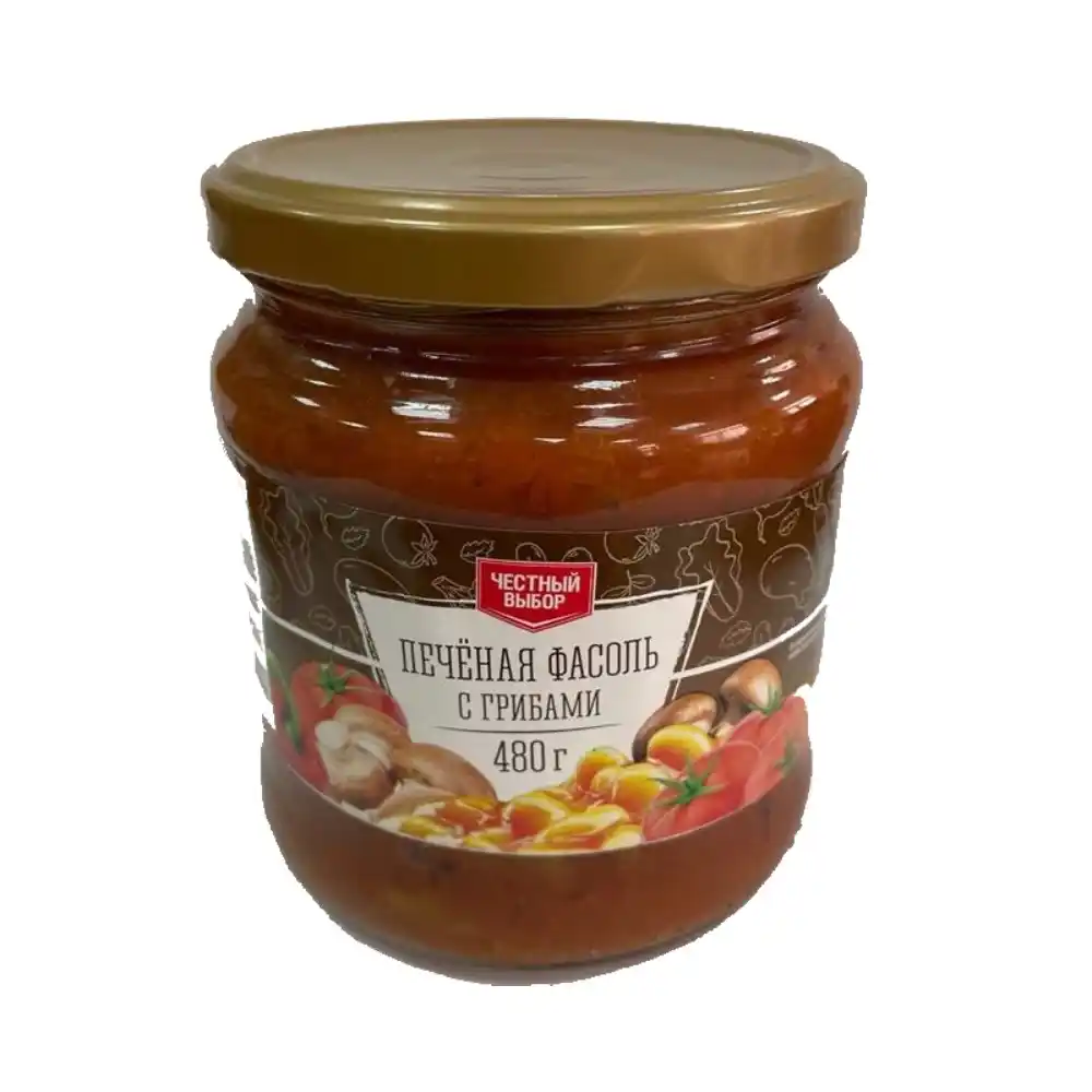 Фасоль печеная с грибами Честный Выбор 450г ст/б