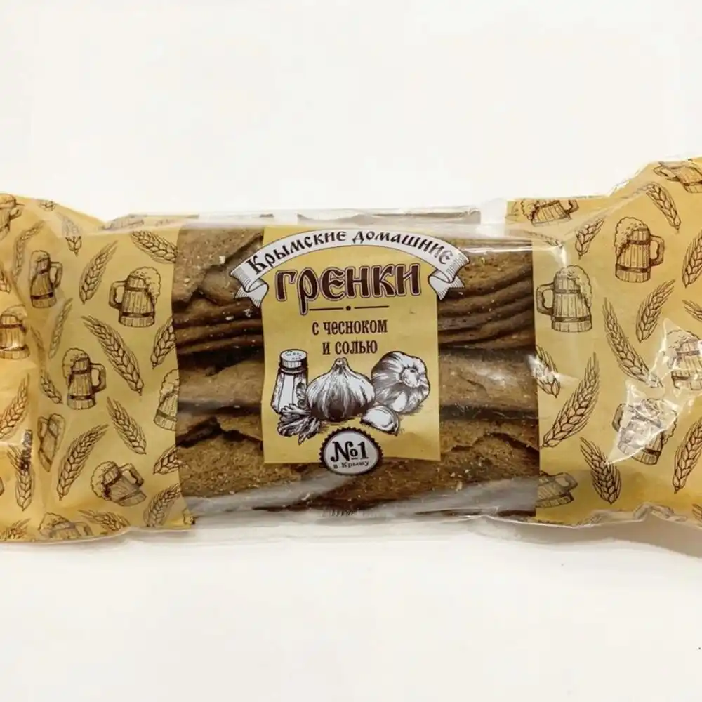 Гренки 320г Крымские домашние с чесноком и солью м/уп