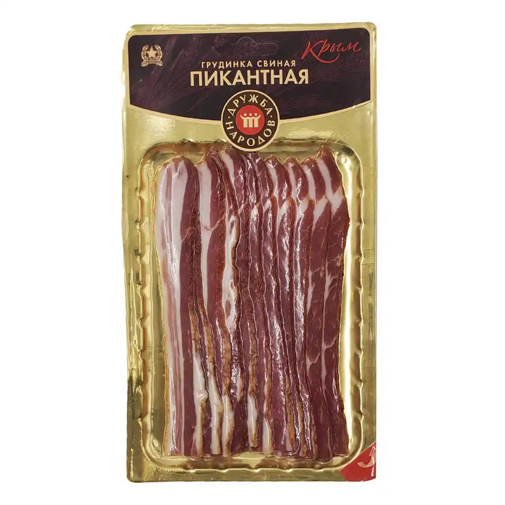 Грудинка 150 г Дружба народов Пикантная свин с/к охл нарезка вак/уп