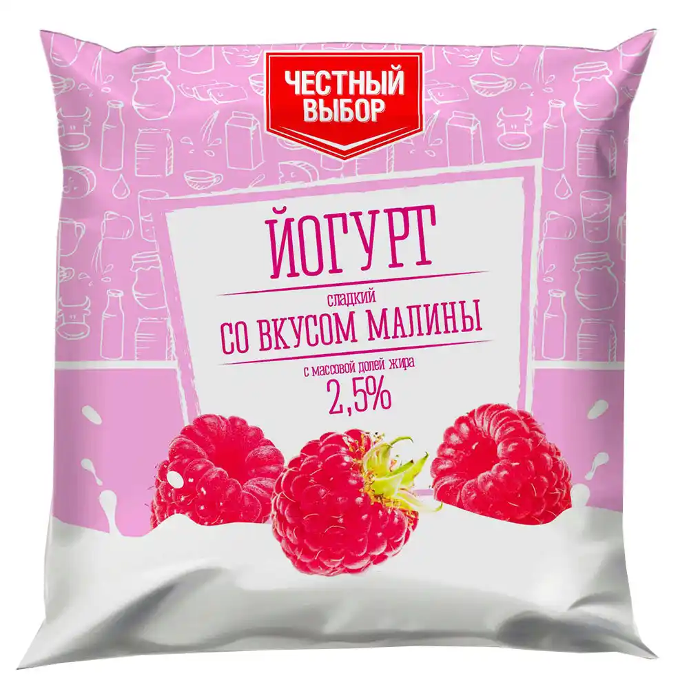 Йогурт 0,5кг Честный выбор Малина 2,5% п/эт