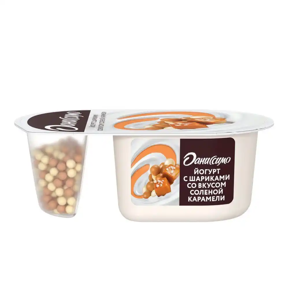Йогурт 105г Даниссимо с шариками и соленой карамелью 6,9% пл/ст