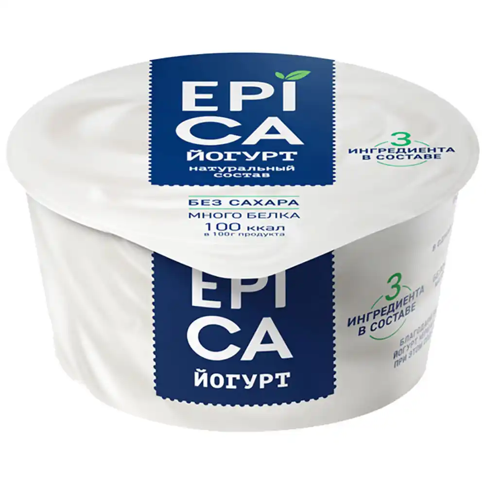 Йогурт 130г EPICA натуральный без сахара 6% пл/ст