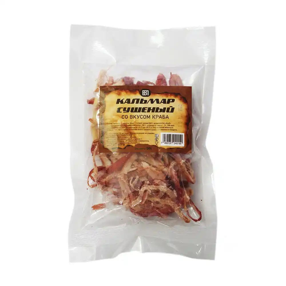 Кальмар сушеный 50г  стружка со вкусом краба в/уп
