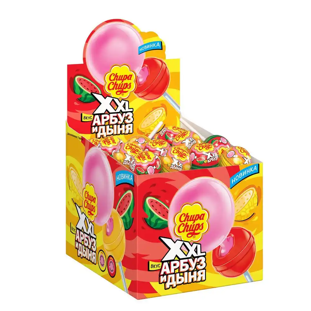Карамель 29гр Chupa Chups XXL Арбуз и Дыня в ассортименте м/уп