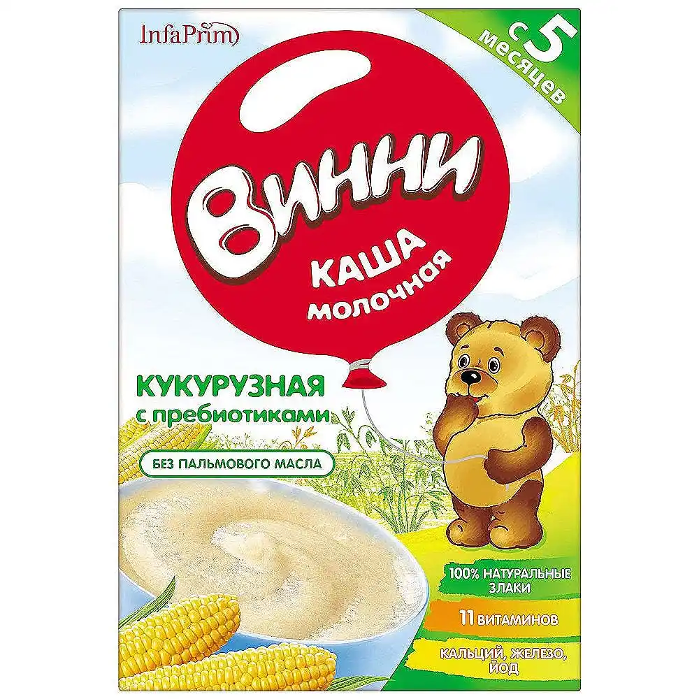 Каша 200 г Винни молочная кукурузная с пребиотиками к/уп