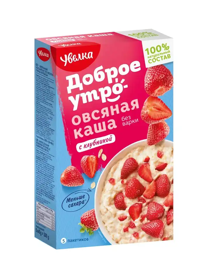 Каша 200 гр Увелка овсяная с клубникой к/уп