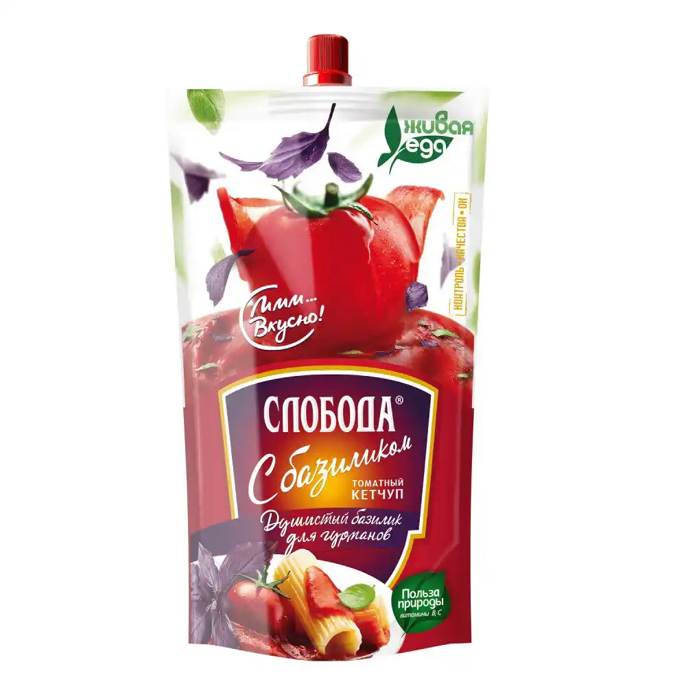 Кетчуп 320 гр Слобода с базиликом д/п