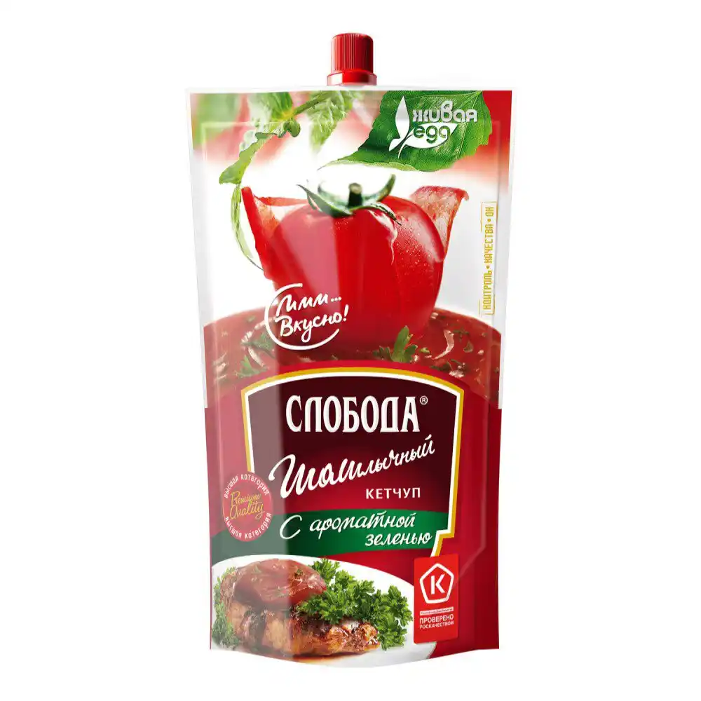 Кетчуп 320 гр Слобода Шашлычный с ароматной зеленью  д/п