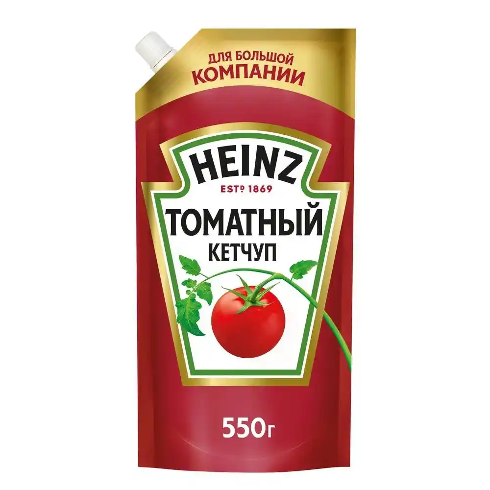 Кетчуп 550 гр Heinz Томатный дой-пак