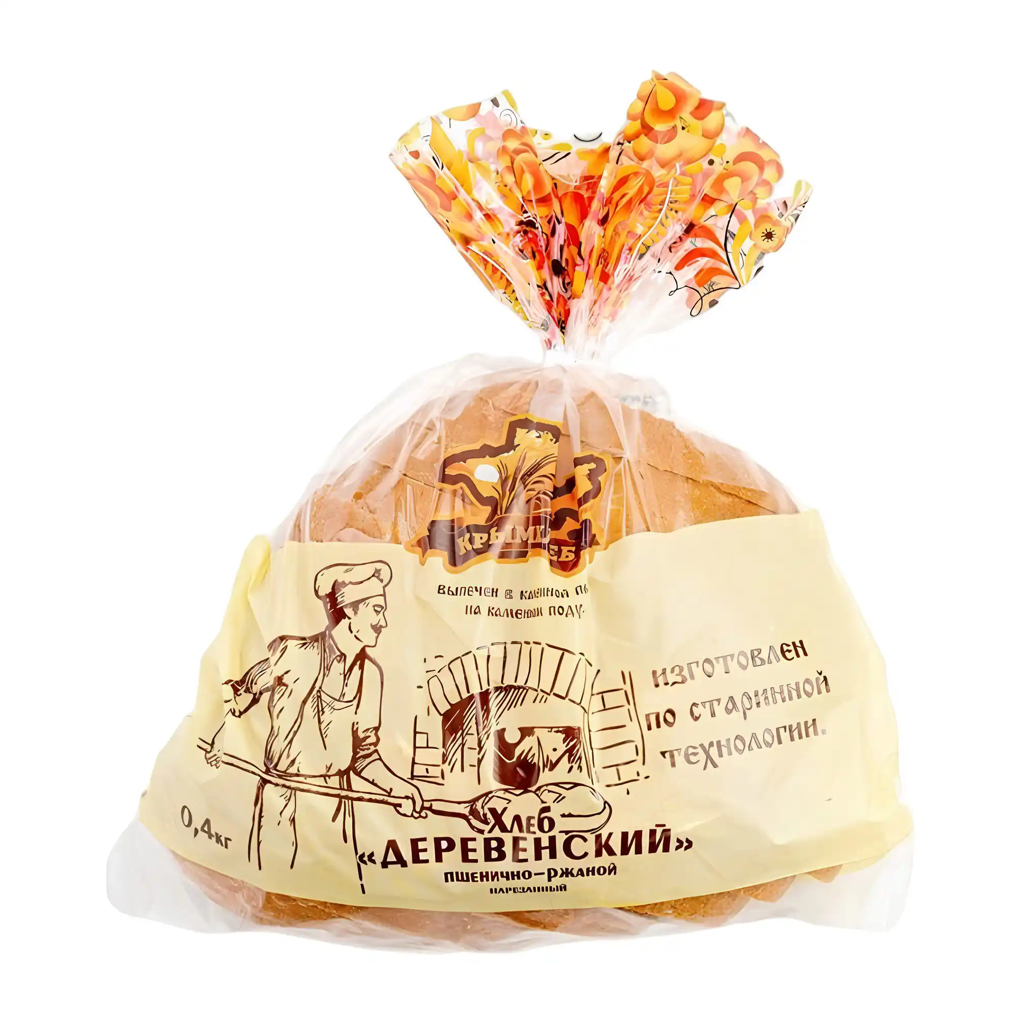 Хлеб 400 г Крымхлеб деревенский подовый рж/пш нарезка п/эт