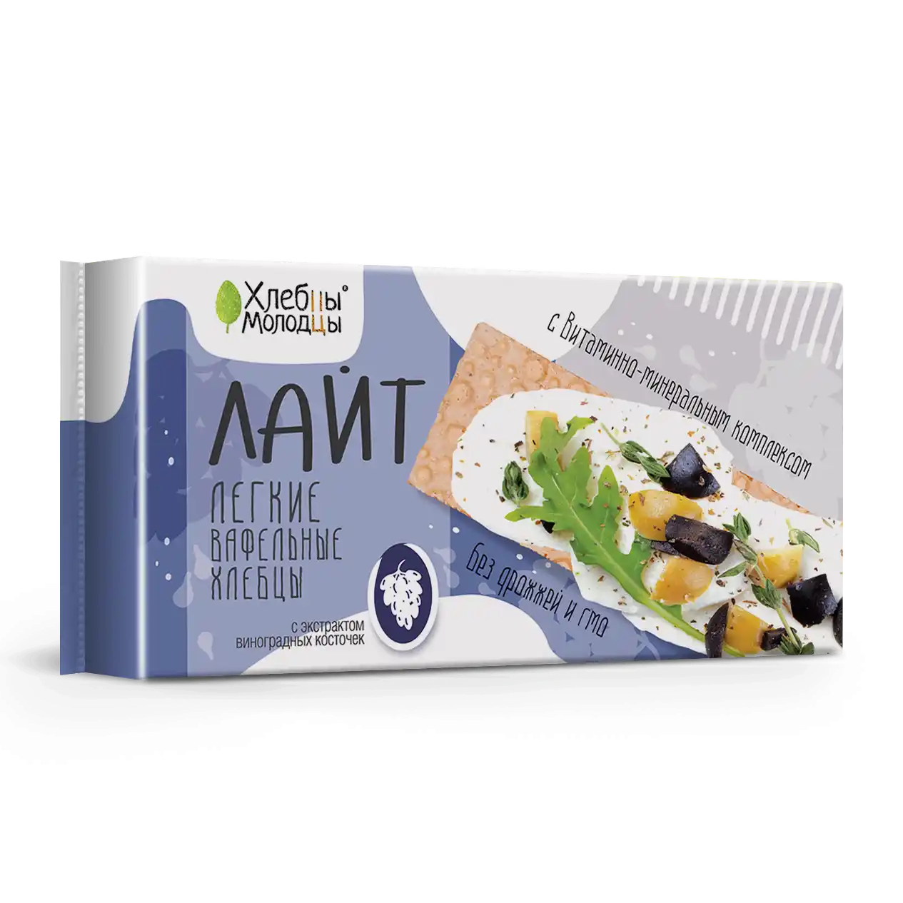 Хлебцы 70 г Хлебцы-Молодцы Лайт с экстрактом виноградной косточки вафельные м/уп