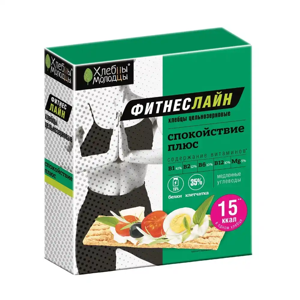Хлебцы хрустящие 100 г Хлебцы-Молодцы ФитнесЛайн Спокойствие Плюс п/эт