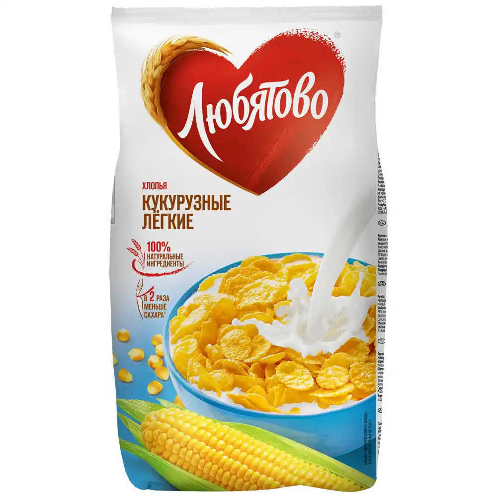 Хлопья 270 гр Любятово кукурузные легкие п/эт