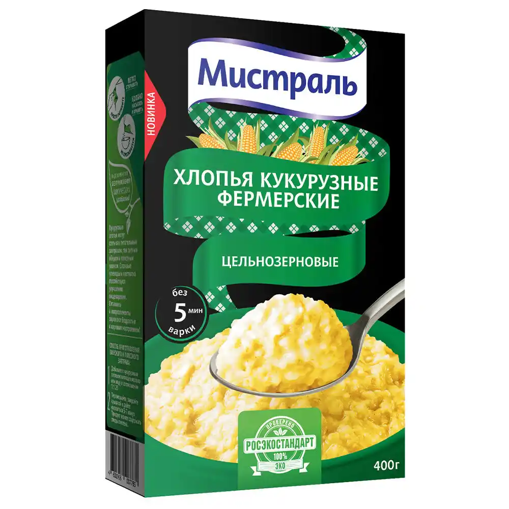 Хлопья 400 г МИСТРАЛЬ Фермерские кукурузные к/уп
