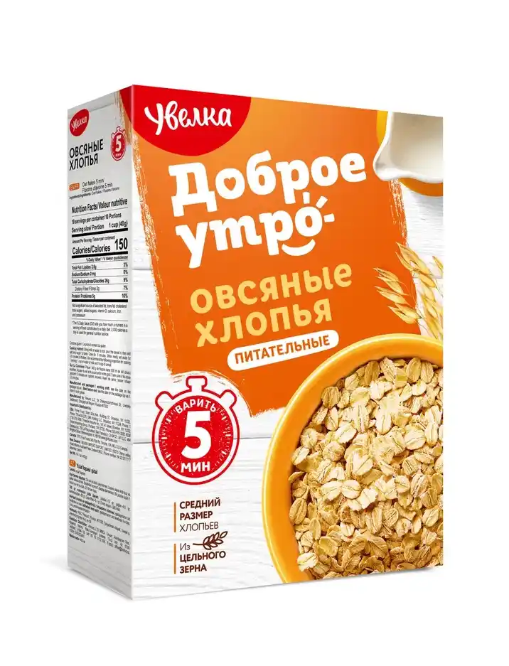 Хлопья 400 гр Увелка овсяные питательные к/уп