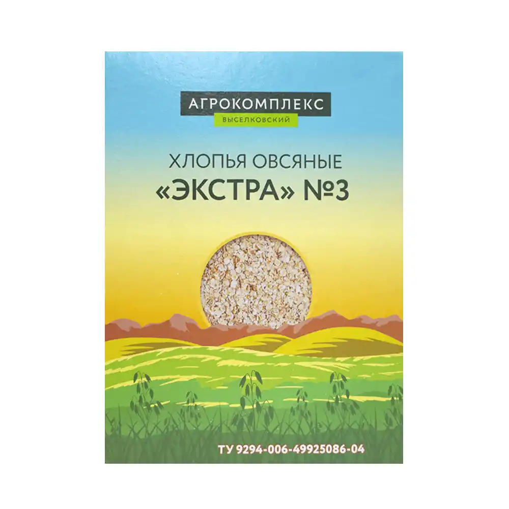 Хлопья 400гр Агрокомплекс овсяные Экстра №3 к/уп