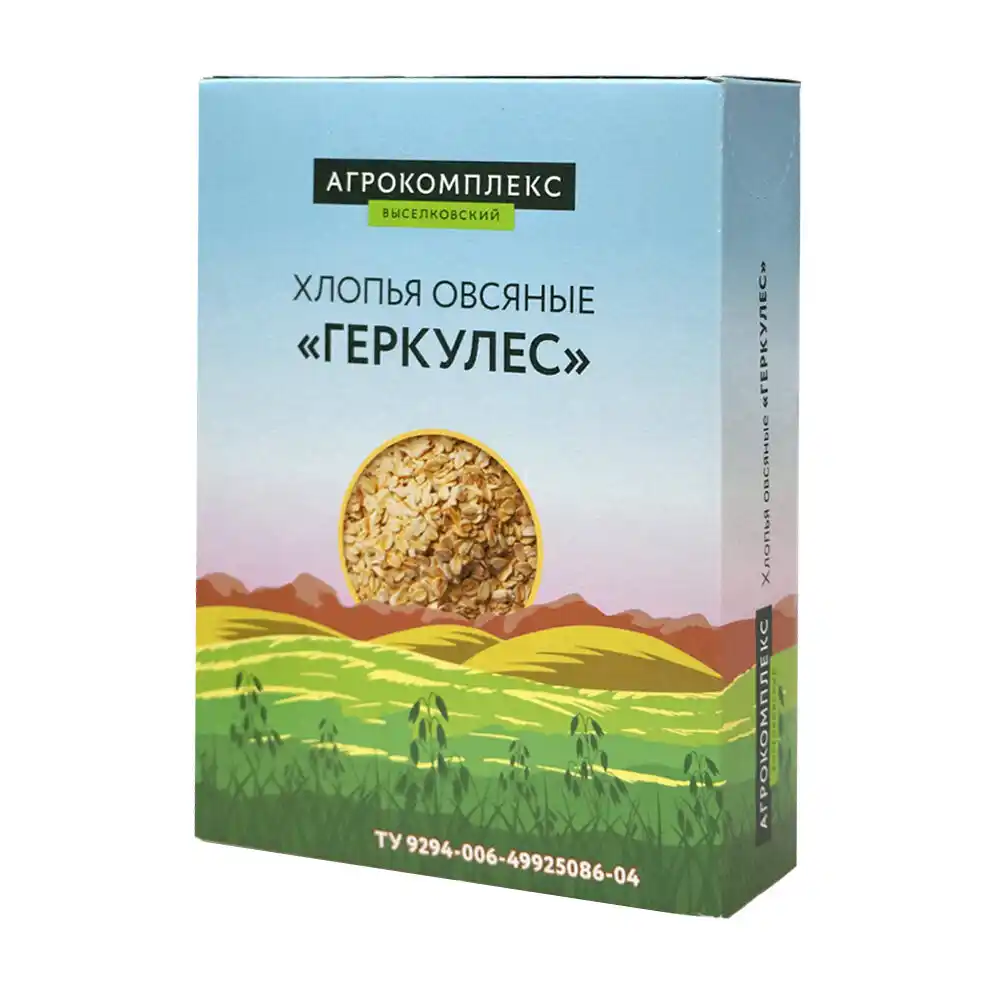 Хлопья 400гр Агрокомплекс овсяные Геркулес к/уп