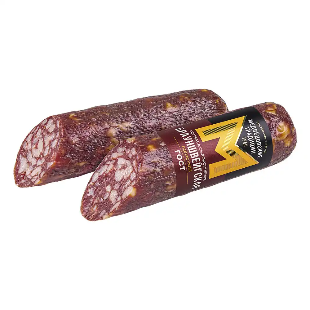 Колбаса 200 г Медвёдовские традиции Брауншвейгская с/к полусух срез вак/уп