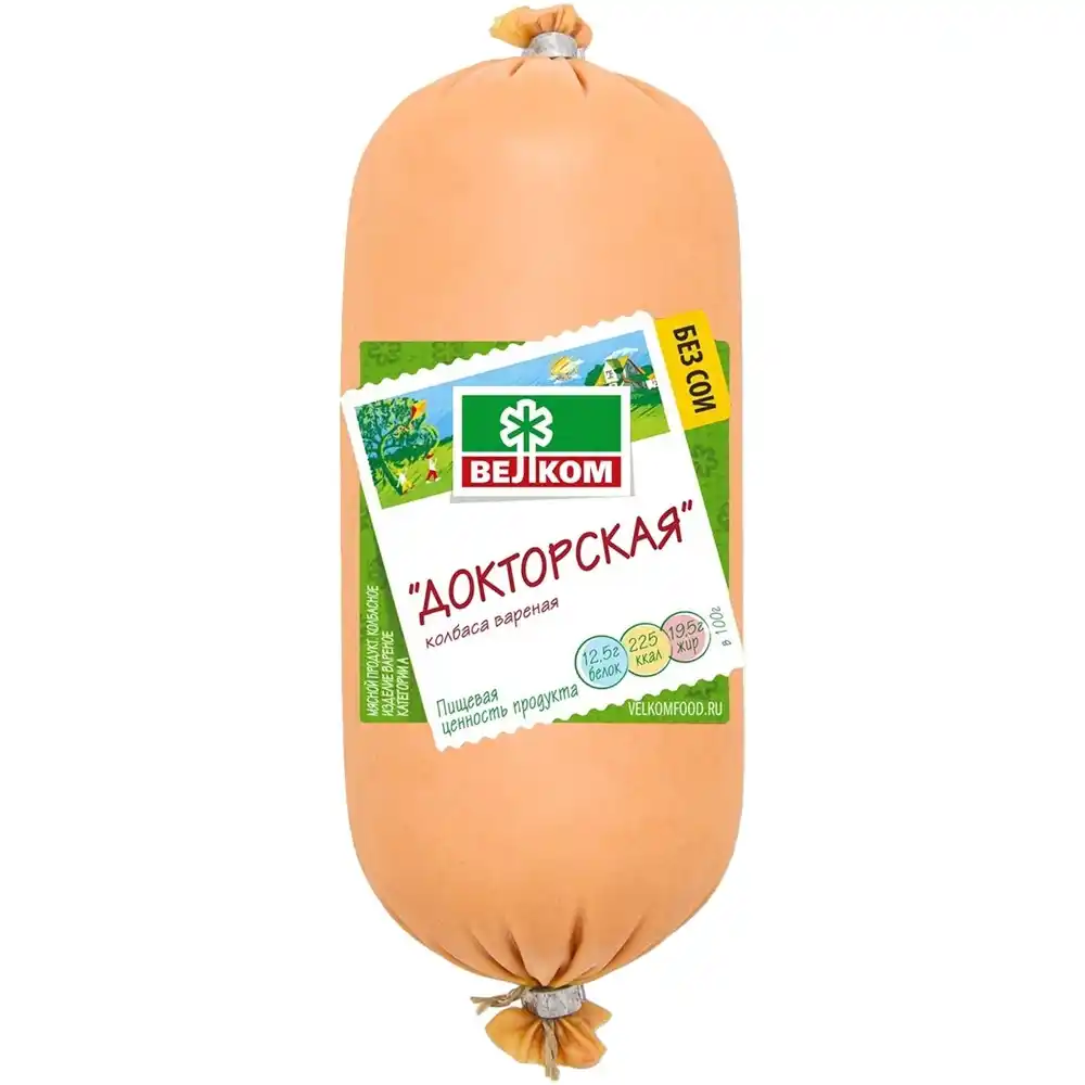 Колбаса 400г Велком Докторская вареная п/амид