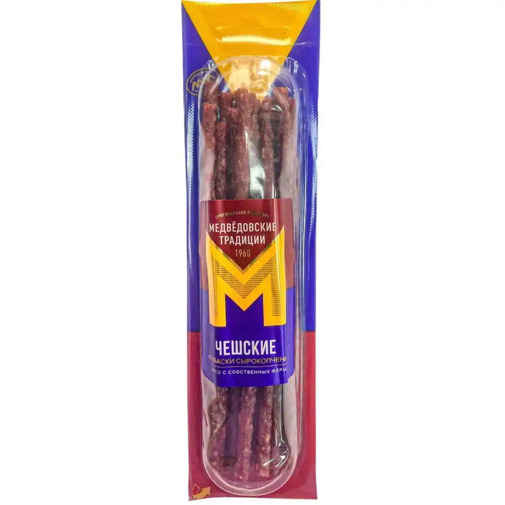 Колбаски 70г Медведовские традиции Чешские с/к полусухие газ/уп