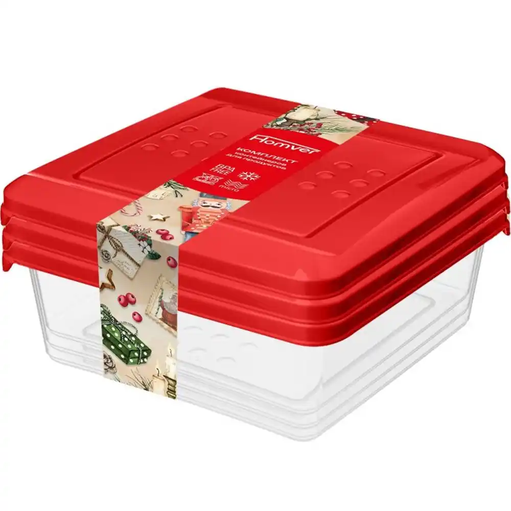 Комплект контейнеров д/заморозки 0,5лх3шт Homver Asti квадратные б/уп