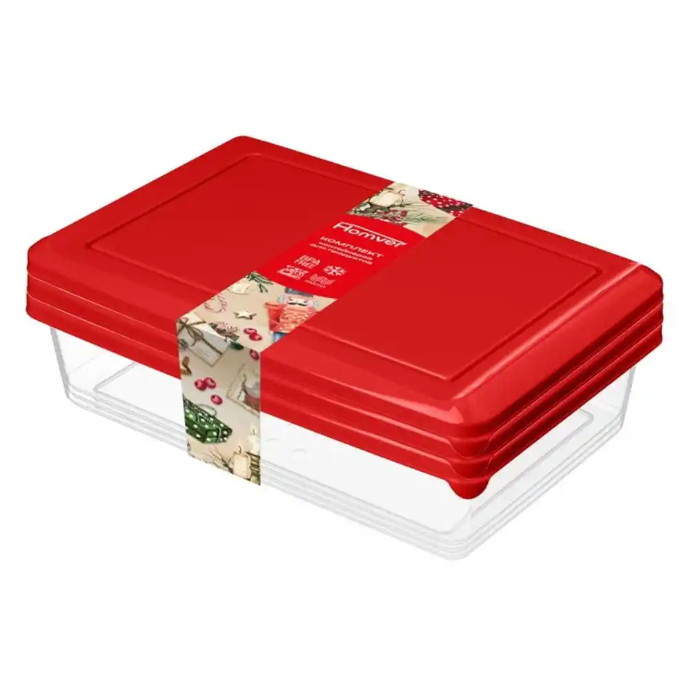 Комплект контейнеров д/заморозки 1лх3шт Homver Asti квадратные б/уп