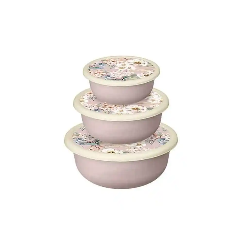 Комплект мисок 3шт 1,2л+2,1л+3,2л Homver Modena с крышками беж б/уп