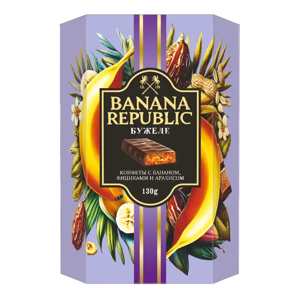 Конфеты 130г Banana Republic бужеле c бананом и финиками в глазури к/уп