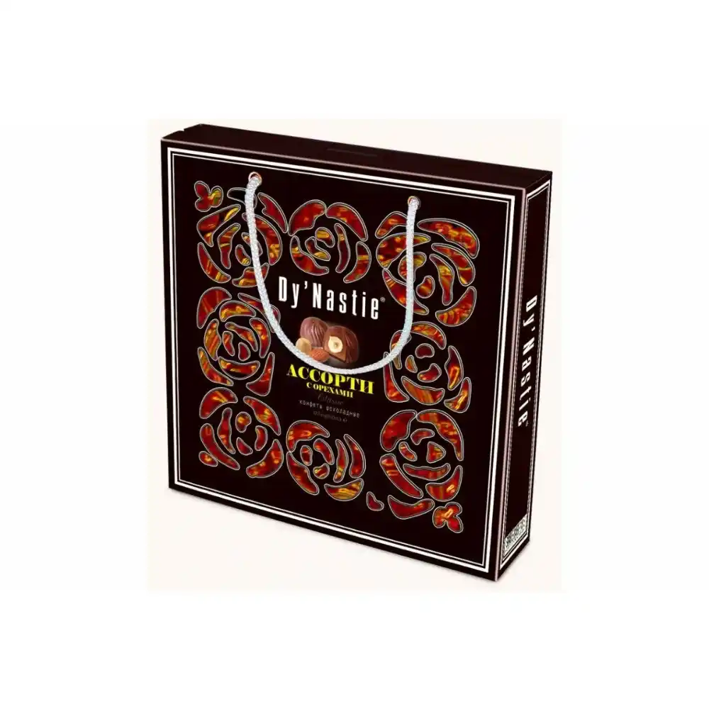 Конфеты 170гр Династия шоколадные ассорти с орехами в сумке к/уп