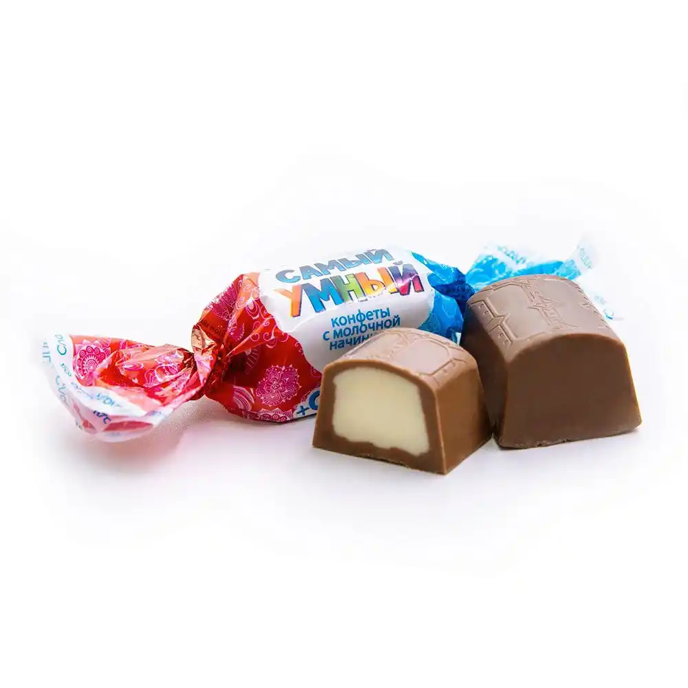 Конфеты 250гр Сладуница Самый умный с молочной начинкой м/уп