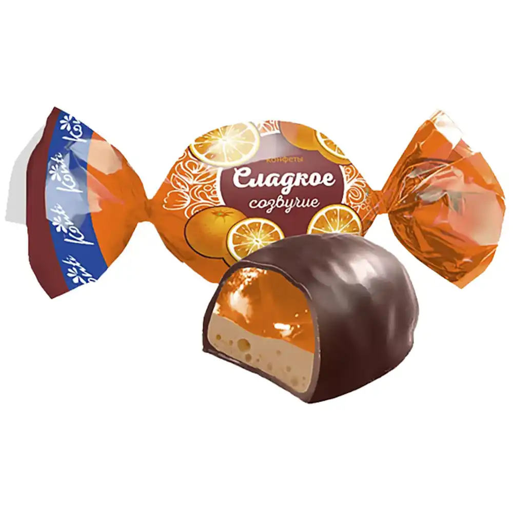 Конфеты Конти Сладкое созвучие вкус апельсин с шоколадом б/уп