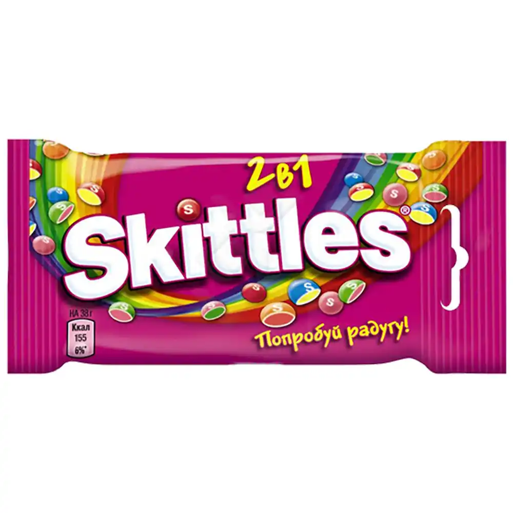 Конфеты жевательные 38 г Skittles 2 в 1 м/уп