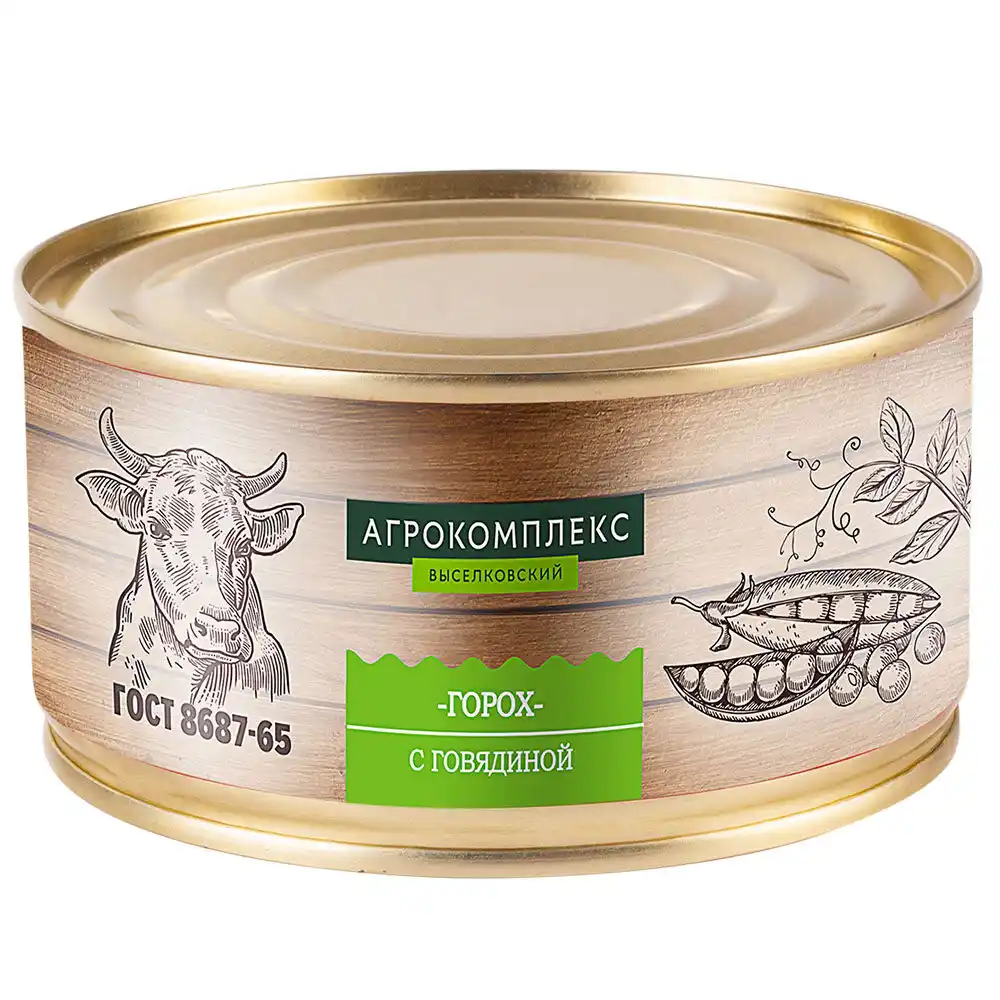 Консервы 325 г Агрокомплекс горох с говядиной ж/б