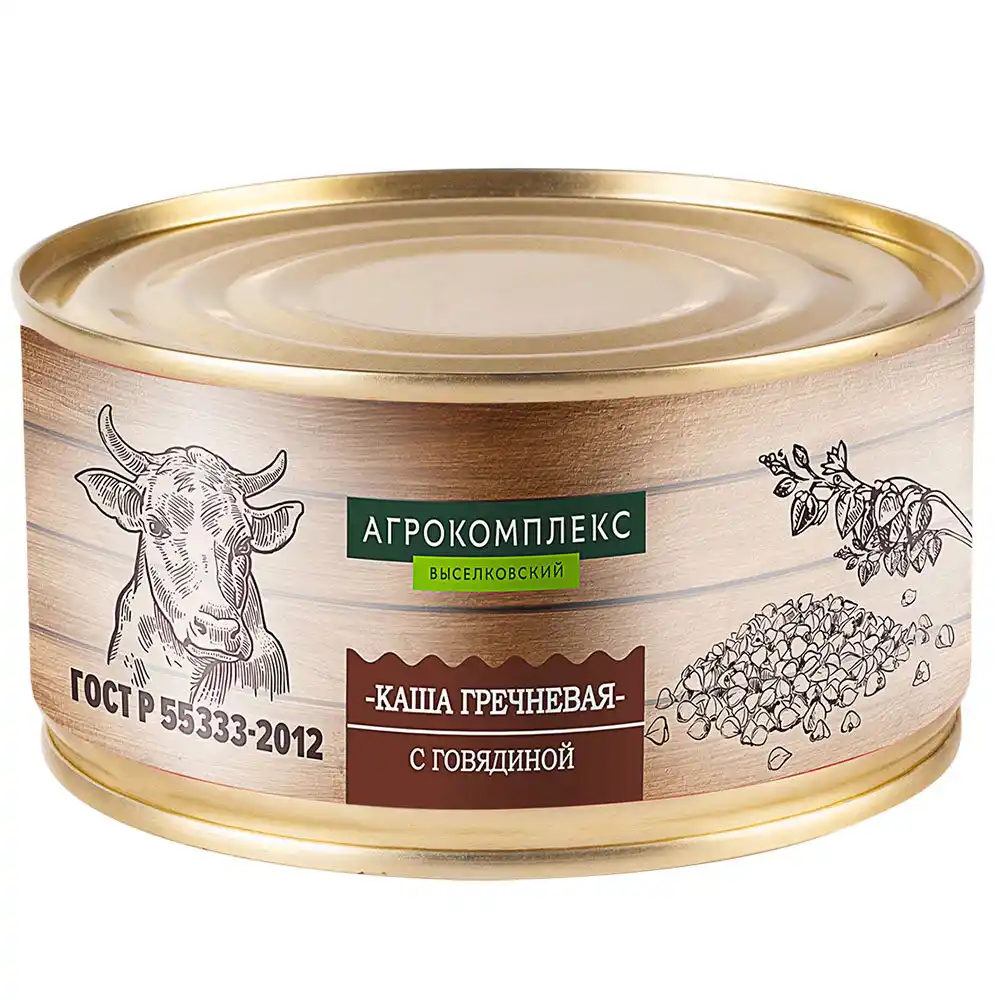 Консервы 325 г Агрокомплекс каша гречневая с говядиной ж/б