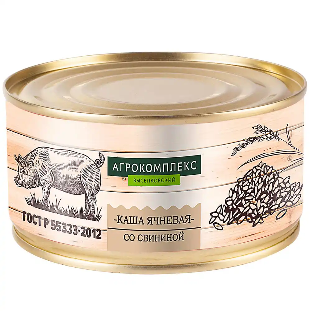 Консервы 325 г Агрокомплекс каша ячневая со свининой ж/б