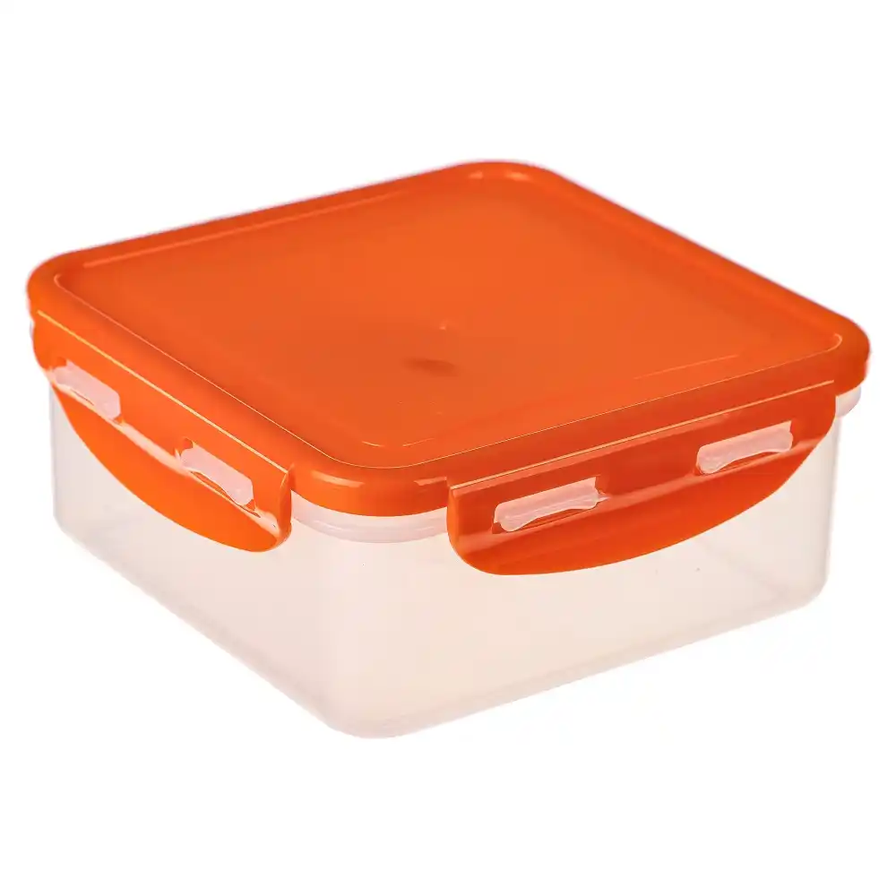 Контейнер герметичный 0,9л Рыжий д/СВЧ с защелками пласт б/уп